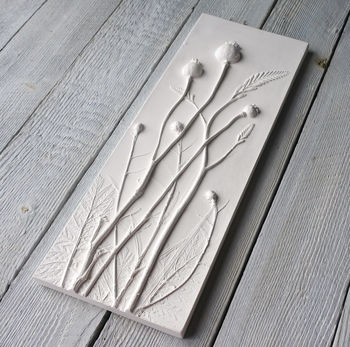 Poppies And Crocosmia Plaster Cast Wall Plaque, 3 of 6