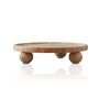 Round Travertine Pedestal Tray With Sphere Feet, thumbnail 2 of 2