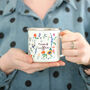 Personalised Botanical Floral Enamel Mug For Mum, thumbnail 2 of 5
