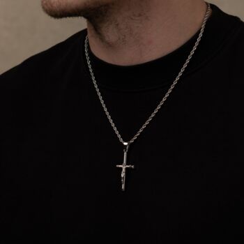 Silver Crucifix Cross Pendant Necklace, 4 of 10