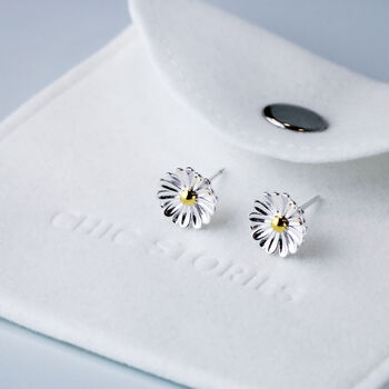 Sterling Silver Simple Daisy Stud Earrings, 4 of 5