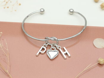 Personalised Double Initial Silver Bracelet, 3 of 6