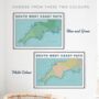 South West Coast Path Art Print With Tick List Map, thumbnail 7 of 10