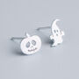 Sterling Silver Ghost And Pumpkin Stud Earrings, thumbnail 4 of 8