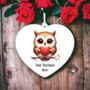 Personalised Owl Love Heart Decoration, thumbnail 2 of 2