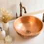 Engraved Matte Copper Vessel Sink With Drain Cap, 400 Mm Diameter, thumbnail 4 of 8