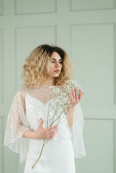 Beaded Bridal Capelet | Wedding Dress Cape, 6 of 10