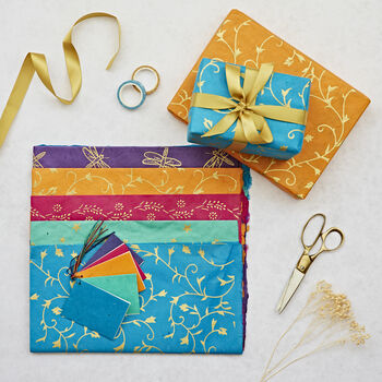 Fair Trade Lokta Paper Five Sheet Gift Wrap Packs, 3 of 7
