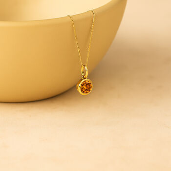 Personalised Gold Plated Sterling Silver November Citrine Birthstone Necklace, 4 of 11