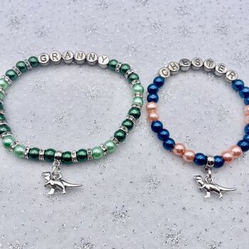 Personalised Dinosaur Girls Bracelet T Rex Boys Gift, 7 of 12