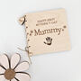 Personalised First Mother's Day Maple Wooden Card With Handprint Cut Out, thumbnail 5 of 7