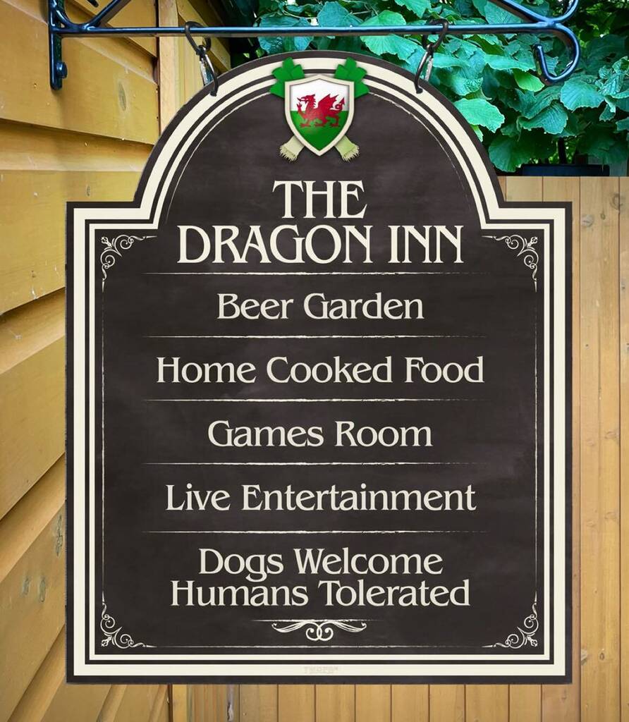 Dragon Inn Personalised Home Pub Sign Man Cave Sign, 1 of 9
