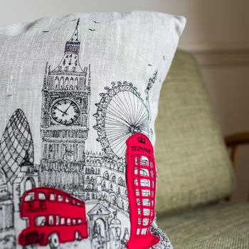 London Landmarks Printed Stitch Cushion Cover, 4 of 4