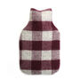 Burgundy Check Wool Hot Water Bottle, thumbnail 2 of 2