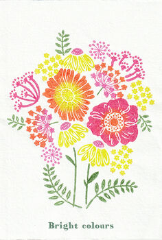 Bright Bloom Wood Block Print Three Colour Options, 3 of 5