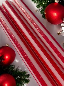 Red Glitter And White Pinstriped Candles, 4 of 4