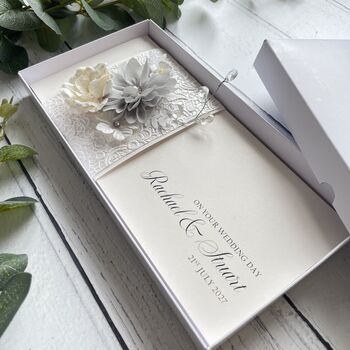 Handmade Wedding Money Wallet Silver Grey Flower, 2 of 6