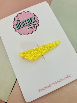 Neon Yellow Glitter Resin Hair Clip / Festival Fashion Barrette / Novelty Gift For Teenager, 2 of 4
