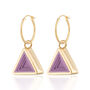Geometric Purple Triangle Charm Hoop Earrings, thumbnail 8 of 8