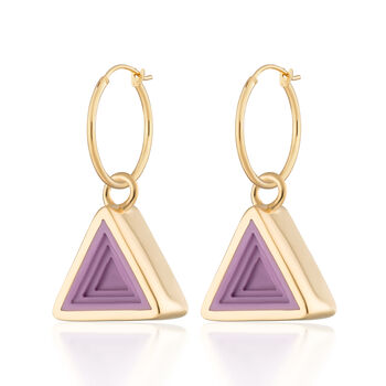 Geometric Purple Triangle Charm Hoop Earrings, 8 of 8