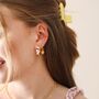 Enamel Lemon Huggie Hoop Earrings In Gold Plating, thumbnail 7 of 7
