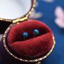 Sterling Silver Peacock Blue Opal Stud Earrings, thumbnail 3 of 10