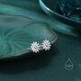 Daisy Flower Stud Earrings In Sterling Silver, thumbnail 6 of 11