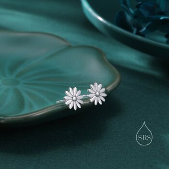 Daisy Flower Stud Earrings In Sterling Silver, 6 of 11