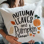 Autumn Leaves And Pumpkin Please Cushion, thumbnail 1 of 6