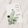 Tropical Leaves Wedding Save The Dates, thumbnail 1 of 4