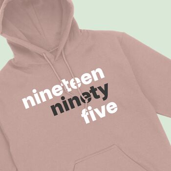 Modern Birth Year In Words Hoodie, 5 of 8