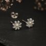 Sterling Silver Pearl Daisy Flower Tiny Stud Earrings, thumbnail 8 of 8