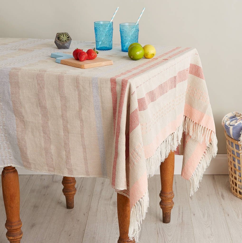 Handwoven Cotton Mexican Tablecloth By Chilpa
