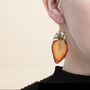 Real Dried Open Strawberry Earrings, thumbnail 1 of 2