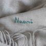 Personalised Embroidered Name Grey Big Cashmere Scarf, thumbnail 7 of 10