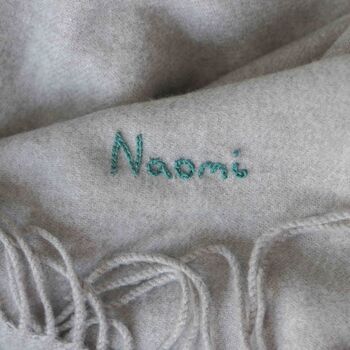 Personalised Embroidered Name Grey Big Cashmere Scarf, 7 of 10