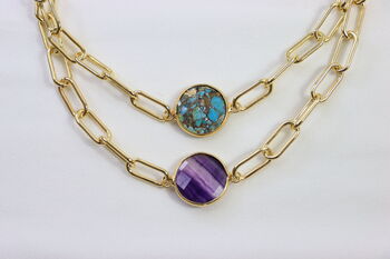 24 K Gold Plated Choker Necklace Healing Stone, 3 of 4