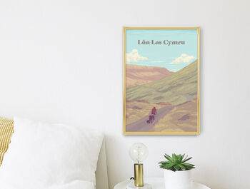 Lon Las Cymru Cycling Travel Poster Art Print, 2 of 8