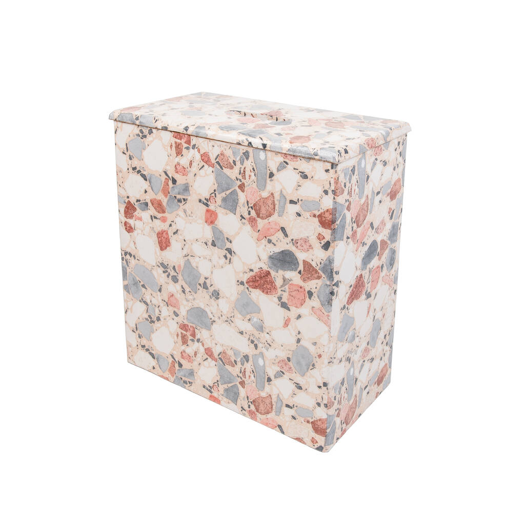Wooden Peach Terrazzo Toilet Roll Storage Box By Crackpots Crafts