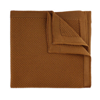 100% Polyester Diamond End Knitted Tie Caramel Brown, 6 of 6