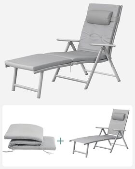 Folding Sun Lounger With Thick Mattress Cushion, 8 of 11