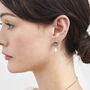 Gold Pansy And Pearl Drop Stud Earrings, thumbnail 2 of 8