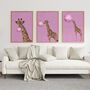 Pink Giraffe Bubble Gum Blowing Wall Art Print, thumbnail 6 of 9