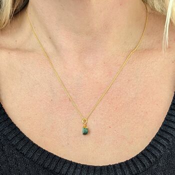 May Birthstone Necklace, Emerald Rough, Gold Plated, 2 of 4