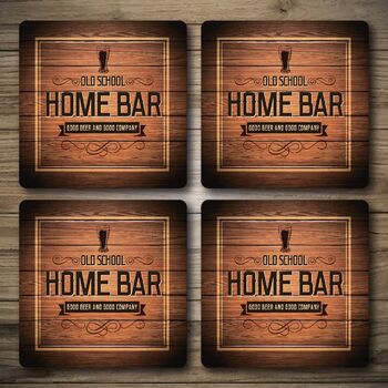 Personalised Bar Runner And Coasters Old School, 2 of 8