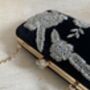 Black Floral Velvet Clutch Bag, thumbnail 6 of 10