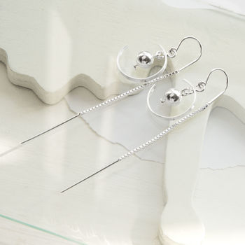 Sterling Silver Cusp And Ball Threader Earrings, 2 of 3