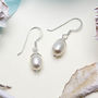 Sterling Silver Dew Drop Pearl Dangly Earrings, thumbnail 1 of 4