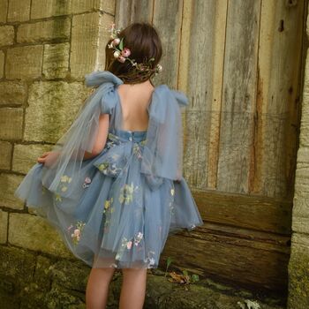 Enchanted Angel Fairy Flower Girl Dress Dusty Blue, 5 of 11