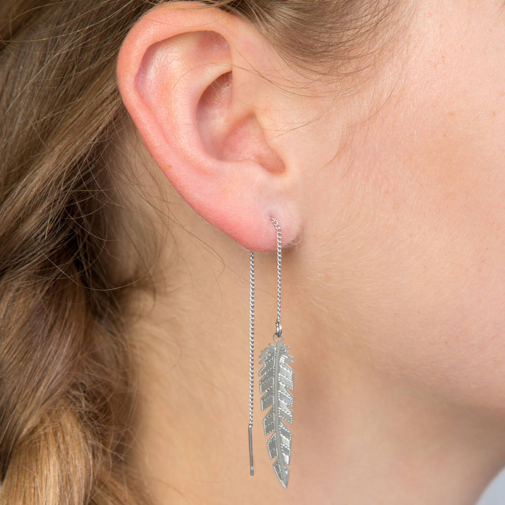 Feather Threader Earrings, 1 of 4